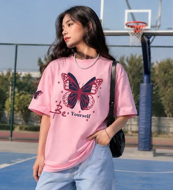 Be yourself Buterfly DTF printed Oversized T-Shirt