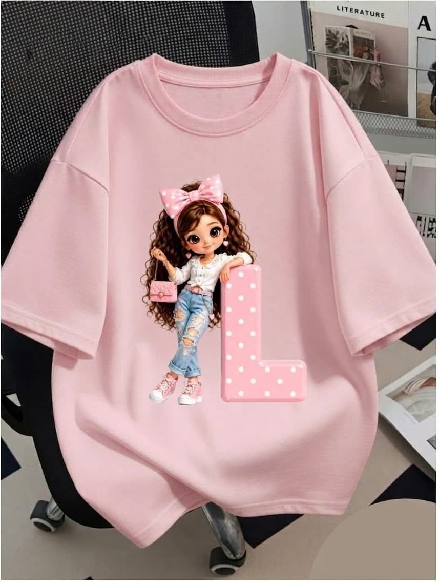 Cute Doll L DTF printed Oversized T-Shirt