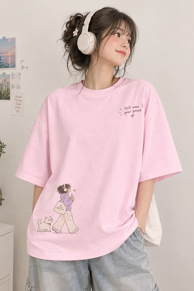 Anime Girl Printed Oversized T-Shirt