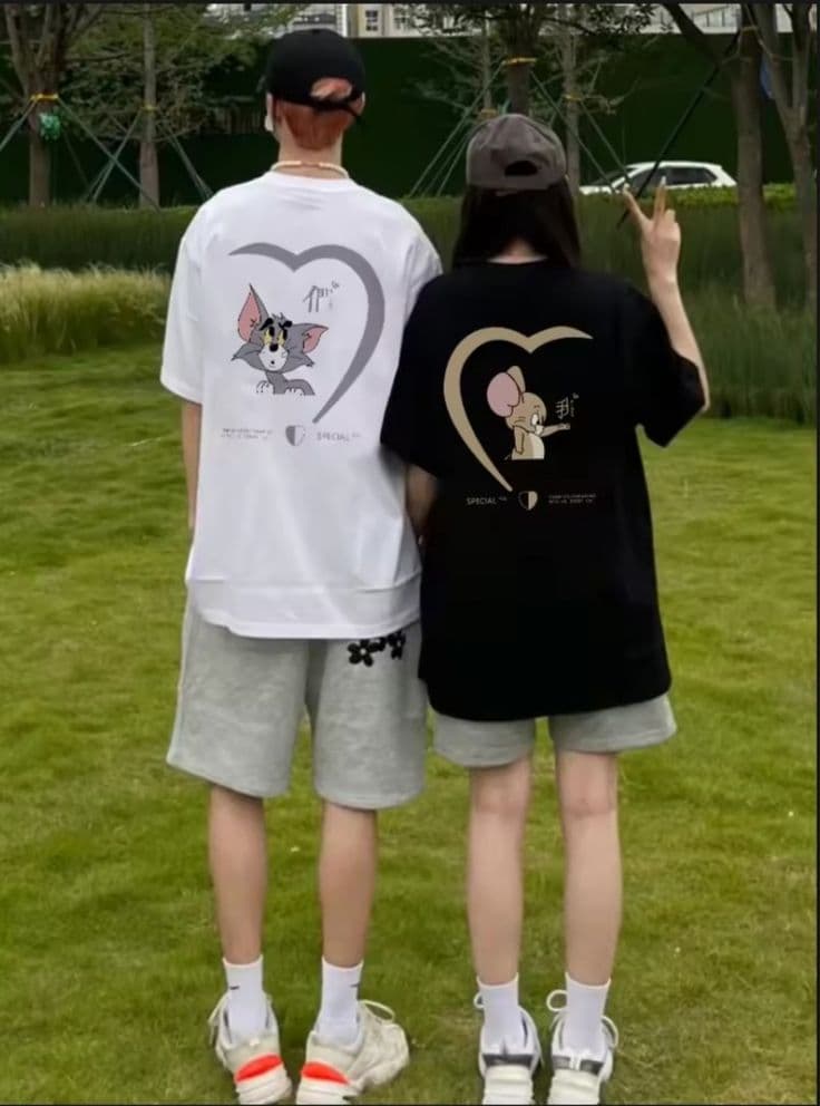 Couple 2 Peace Printed Oversized T-Shirt
